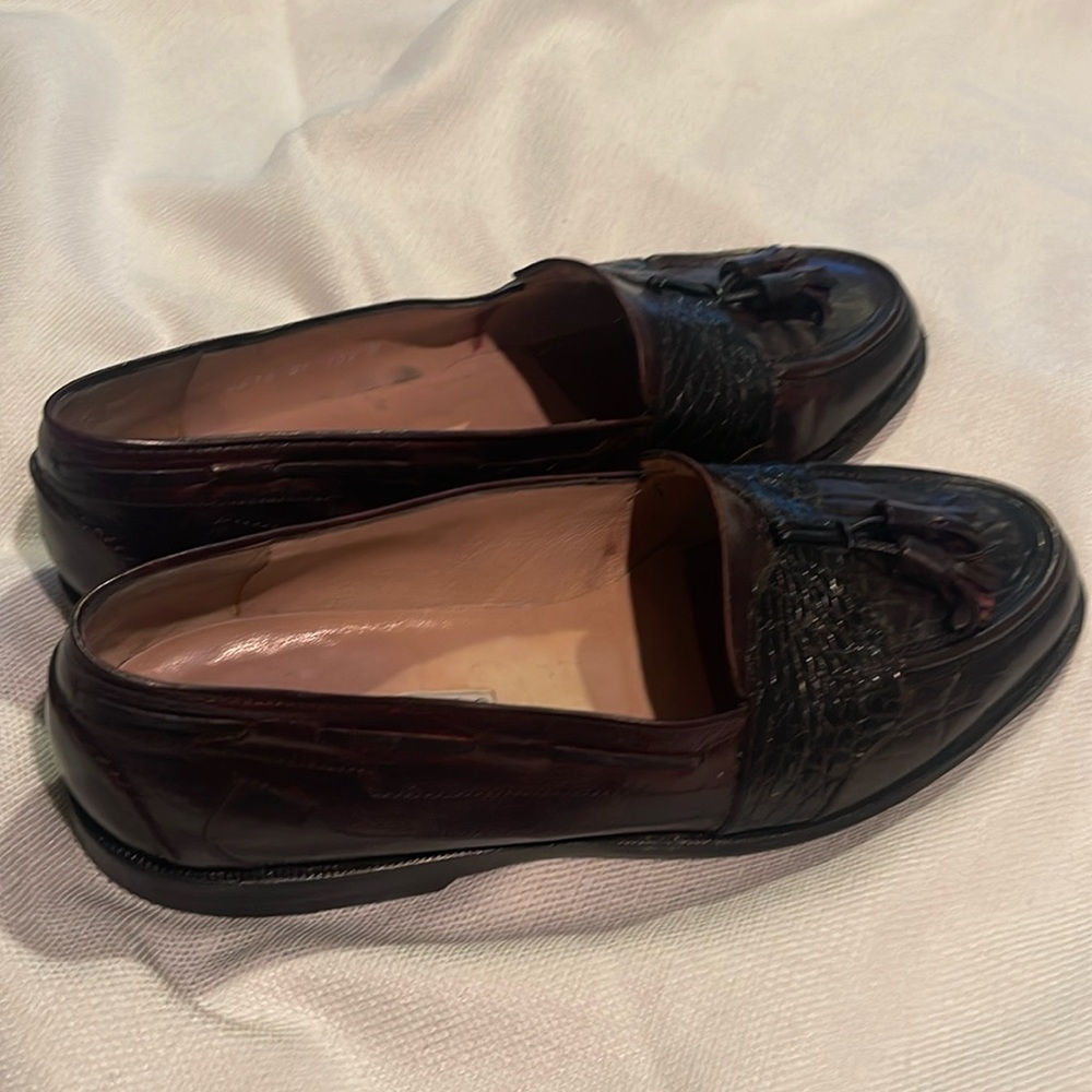 Lorenzo Banfi Men’s Two Tone Hand Made Italian Croc Leather Tassel Loafers US 10